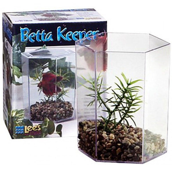 Lees Betta Keeper Hex Aquarium Kit, 24 oz (4.8"L x 3.8"W x 5.4"H)-Fish-Lee's-PetPhenom