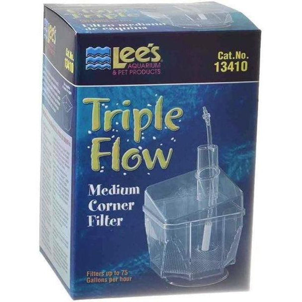 Lees Triple Flow Corner Filter, Medium - 3.5"L x 3.5"W x 5.5"H (75 GPH)-Fish-Lee's-PetPhenom