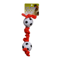 Li'l Pals Soccer Ball Plush Tug Dog Toy - Red, Black & White, Soccer Ball Plush Tug Dog Toy-Dog-Li'l Pals-PetPhenom