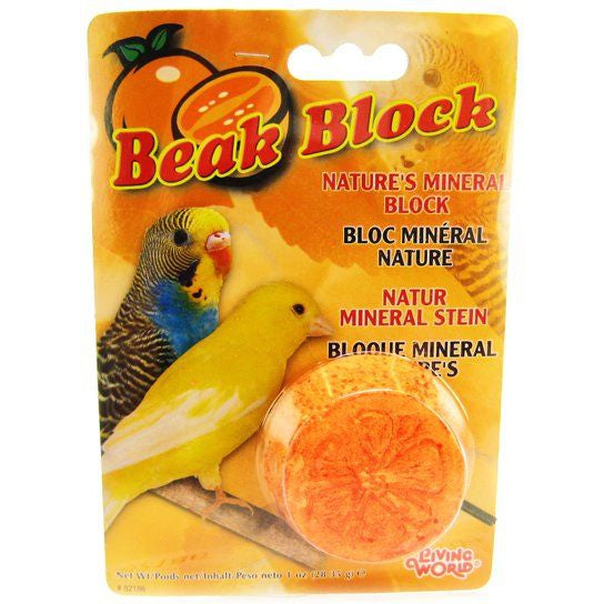 Living World Beak Block - Nature's Minerals - Orange, 2 oz-Bird-Living World-PetPhenom