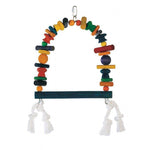 Living World Junglewood Wood & Rope Swing Bird Toy, Large - 13" High - (Assorted Colors)-Bird-Living World-PetPhenom