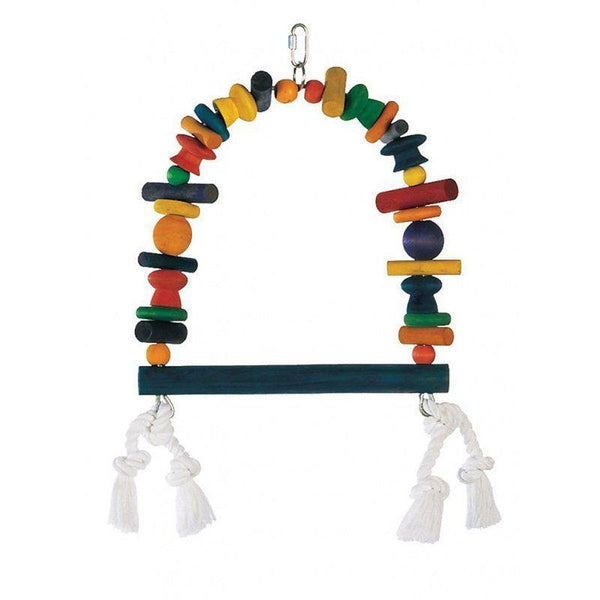 Living World Junglewood Wood & Rope Swing Bird Toy, Large - 13" High - (Assorted Colors)-Bird-Living World-PetPhenom