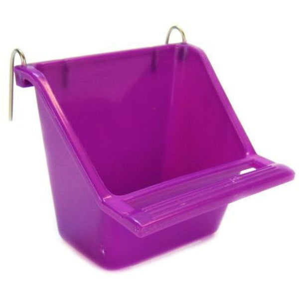 Living World Rectangular Seed Cup with Perch - Assorted Colors, Small - (1 Seed Cup)-Bird-Living World-PetPhenom