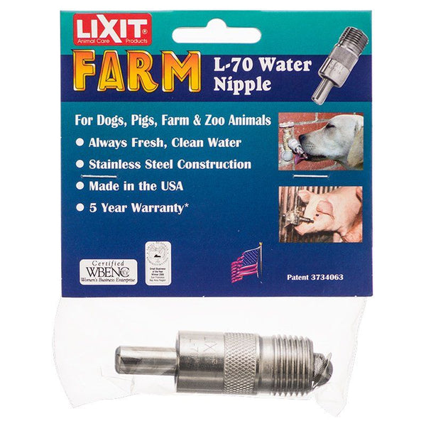 Lixit Water Nipple for Pets, Farm & Zoo Animals, L-70 - (MPT - Fits 1/2" Pipe Fitting)-Dog-Lixit-PetPhenom