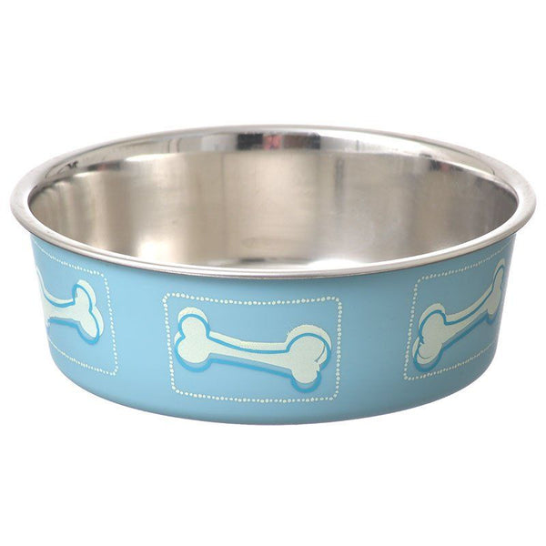 Loving Pets Stainless Steel & Coastal Blue Bella Bowl with Rubber Base, Small - 1.25 Cups (5.5"D x 2"H)-Dog-Loving Pets-PetPhenom