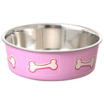 Loving Pets Stainless Steel & Coastal Pink Bella Bowl with Rubber Base, Small - 1.25 Cups (5.5"D x 2"H)-Dog-Loving Pets-PetPhenom