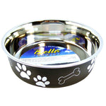 Loving Pets Stainless Steel & Espresso Dish with Rubber Base, Medium - 6.75" Diameter-Dog-Loving Pets-PetPhenom