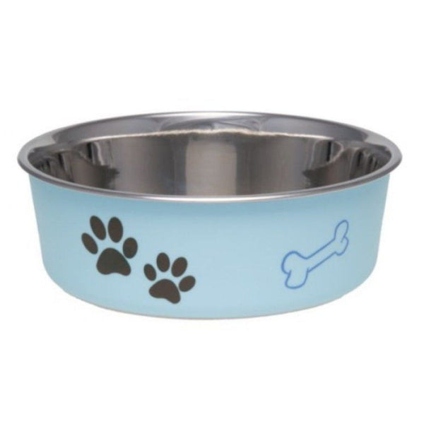 Loving Pets Stainless Steel & Light Blue Dish with Rubber Base, Small - 5.5" Diameter-Dog-Loving Pets-PetPhenom