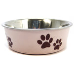 Loving Pets Stainless Steel & Light Pink Dish with Rubber Base, Small - 5.5" Diameter-Dog-Loving Pets-PetPhenom