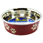 Loving Pets Stainless Steel & Merlot Dish with Rubber Base, Small - 5.5" Diameter-Dog-Loving Pets-PetPhenom