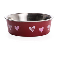 Loving Pets Stainless Steel & Red Hearts Bella Bowl with Rubber Base, 1 count-Dog-Loving Pets-PetPhenom