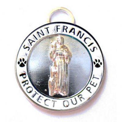 Luxepets Large Silver / White St. Francis Medallion-Dog-Luxepets-PetPhenom