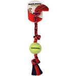 Mammoth Pet Flossy Chews Color 3 Knot Tug with Tennis Ball - Assorted Colors, Mini (11"L)-Dog-Mammoth-PetPhenom