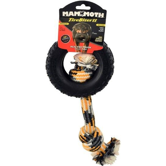 Mammoth Tirebiter II Dog Toy with Rope Medium, 1 count (5"D)-Dog-Mammoth-PetPhenom