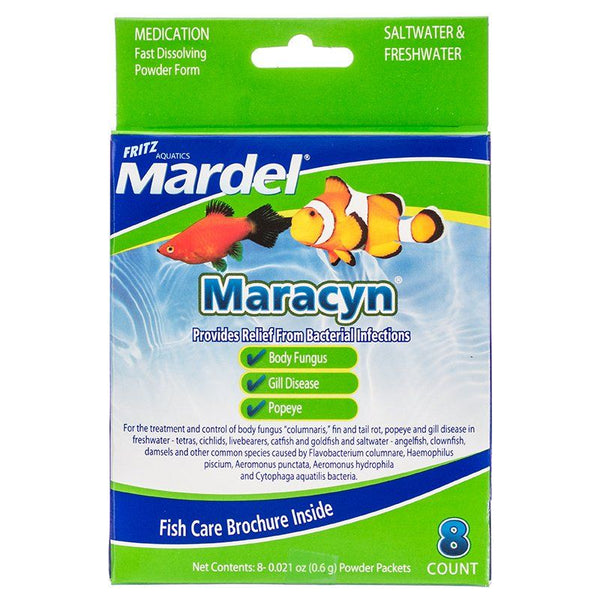 Mardel Maracyn Antibacterial Aquarium Medication - Powder, 8 Count - (8 x 0.021 oz Powder Packets)-Fish-Mardel-PetPhenom