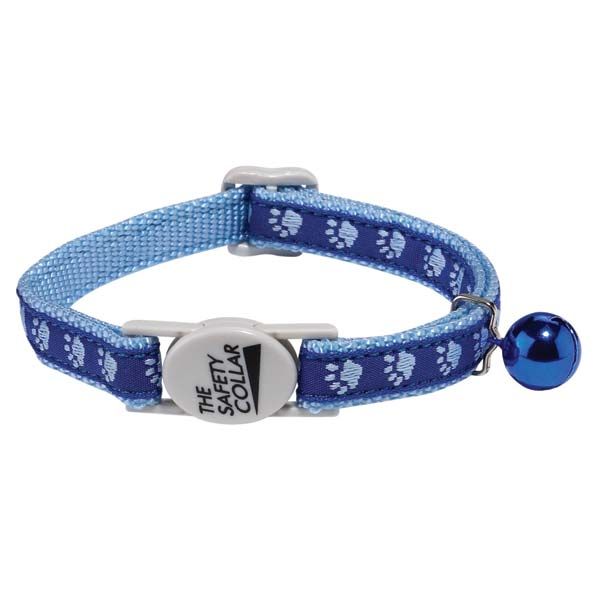 Meow Town Two-Tone Pawprint Cat Collars -Blue-Cat-Meow Town-PetPhenom