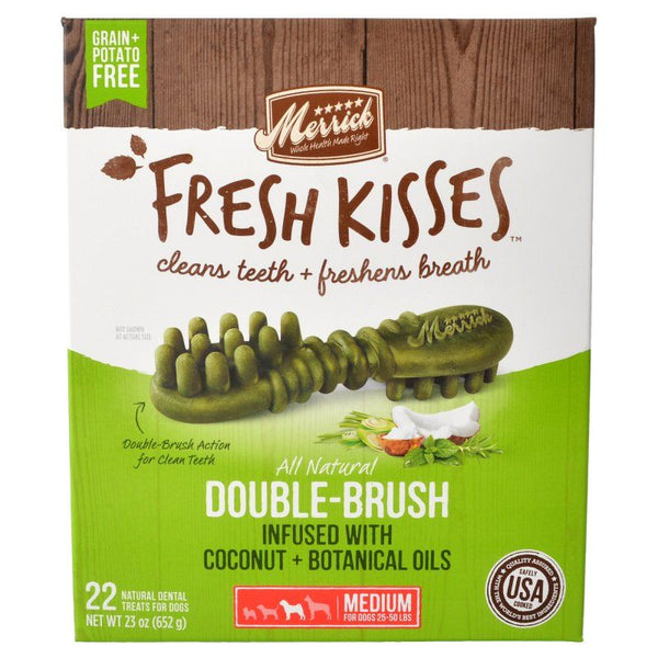 Merrick Fresh Kisses Coconut Oil Double-Brush Dental Treats - Medium, 22 Count-Dog-Merrick-PetPhenom