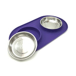 Messy Mutts Cat Double Bowl Silicone Feeders by Messy Mutts -Purple-Cat-Messy Mutts-PetPhenom