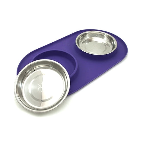 Messy Mutts Cat Double Bowl Silicone Feeders by Messy Mutts -Purple-Cat-Messy Mutts-PetPhenom
