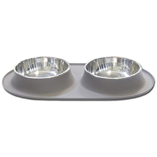 Messy Mutts Double Bowl Silicone Feeders by Messy Mutts - XLarge - Grey-Dog-Messy Mutts-PetPhenom