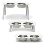 Messy Mutts Elevated Double Feeder with Stainless Bowls, Adjustable Height 3" to 10", 5 Cups Per Bowl, Light Grey-Dog-Messy Mutts-PetPhenom