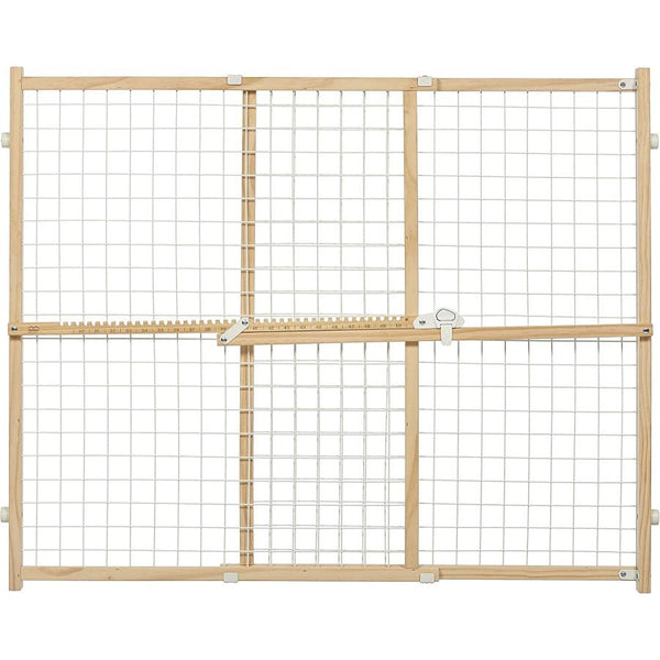 MidWest Wire Mesh Wood Presuure Mount Pet Safety Gate, 32" tall - 1 count-Dog-Mid West-PetPhenom