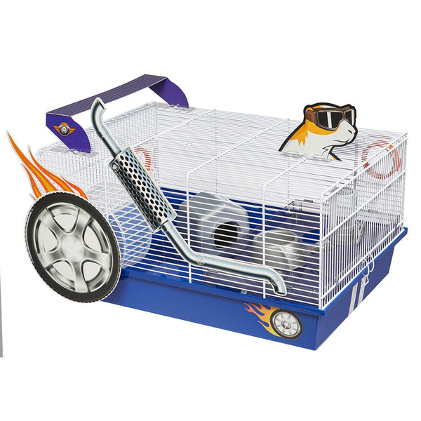 Midwest Critterville Hod Rod Hamster Home White, Blue 19.5" x 13.8" x 9.8"-Small Animal-Midwest-PetPhenom