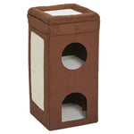 Midwest Curious Cat Cube Condo Brown Suede 14.60" x 14.72" x 30.39"-Cat-Midwest-PetPhenom