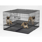 Midwest Puppy Playpen with Plastic Pan and 1/2" Floor Grid Black 48" x 48" x 30"-Dog-Midwest-PetPhenom