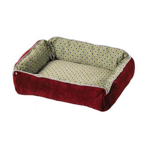 Midwest Quiet Time Boutique Reversible Snap-Bolster Dog Bed Burgundy / Wine 21" x 17" x 5"-Dog-Midwest-PetPhenom