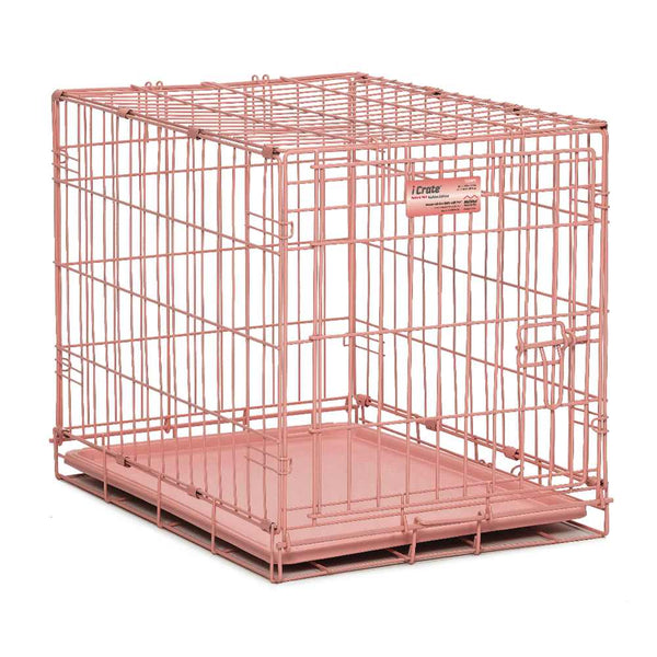 Midwest iCrate Single Door Dog Crate Pink 24" x 18" x 19"-Dog-Midwest-PetPhenom