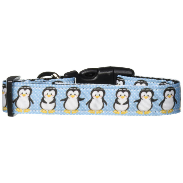 Mirage Pet Products 125-037 MD Penguins Nylon Ribbon Dog Collar, Medium