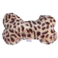 Mirage Pet Products 6" L x 3" W Soft Squeaky Plush Bone Shape Dog Toy, Cheetah