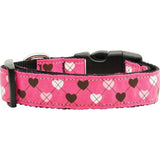Mirage Pet Products Argyle Hearts Nylon Ribbon Collar, Bright Pink-Dog-Mirage Pet Products-Medium-PetPhenom