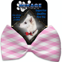Mirage Pet Products Baby Pink Plaid Pet Bow Tie Collar Accessory with Velcro