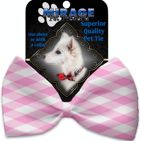 Mirage Pet Products Baby Pink Plaid Pet Bow Tie Collar Accessory with Velcro