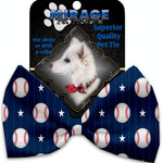 Mirage Pet Products Baseball Pinstripes Pet Bow Tie Collar Accessory with Velcro