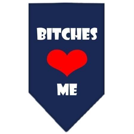 Mirage Pet Products Bitches Love Me Screen Print Bandana, Large, Navy Blue-Dog-Mirage Pet Products-PetPhenom