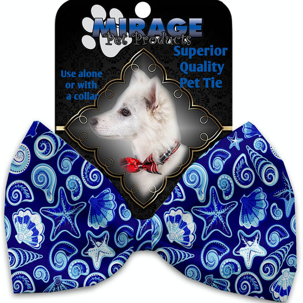 Mirage Pet Products Blue Seashells Pet Bow Tie Collar Accessory with Velcro