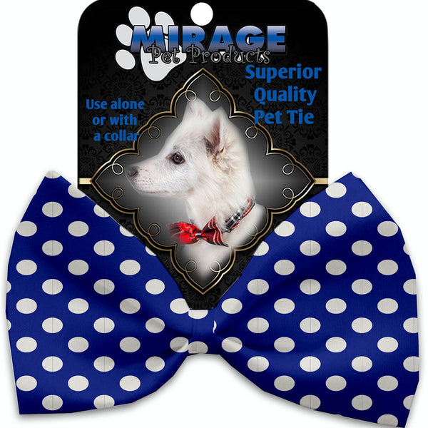 Mirage Pet Products Bright Blue Swiss Dots Pet Bow Tie Collar Accessory with Velcro