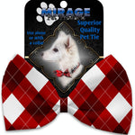 Mirage Pet Products Candy Cane Argyle Pet Bow Tie Collar Accessory with Velcro