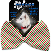 Mirage Pet Products Christmas Pinstripes Pet Bow Tie Collar Accessory with Velcro