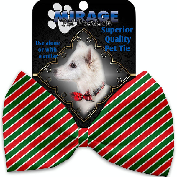 Mirage Pet Products Christmas Stripes Pet Bow Tie Collar Accessory with Velcro