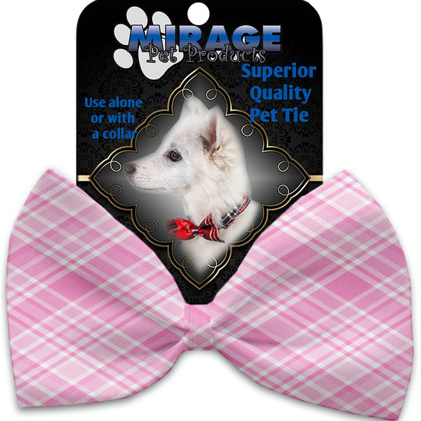 Mirage Pet Products Cupid Pink Plaid Pet Bow Tie Collar Accessory with Velcro 