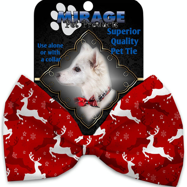 Mirage Pet Products Dancing Reindeer Pet Bow Tie Collar Accessory with Velcro