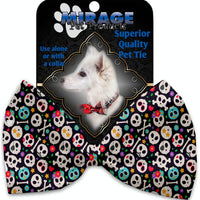 Mirage Pet Products Dia de Los Muertos Skulls Pet Bow Tie Collar Accessory with Velcro