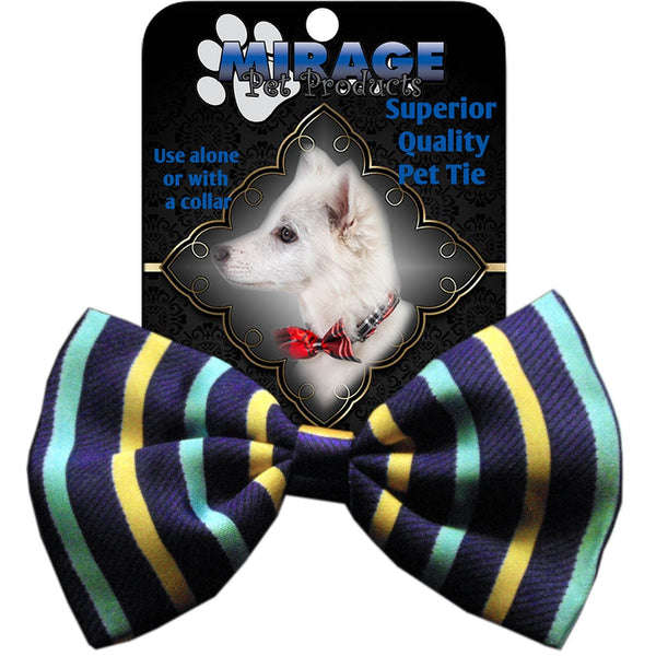 Mirage Pet Products Dog Bow Tie Purple and Aqua Stripes