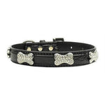 Mirage Pet Products Faux Croc Crystal Bone Collars Black Medium-Dog-Mirage Pet Products-PetPhenom