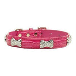 Mirage Pet Products Faux Croc Crystal Bone Collars, Pink, Large-Dog-Mirage Pet Products-PetPhenom
