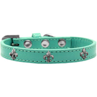 Mirage Pet Products Fleur De Lis Widget Dog Collar, Size 10, Aqua/Silver